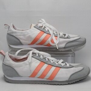 Adidas VS Jog White Grey Coral Orange Low Top Sneakers B74516 Mens 6 Womens 7.5